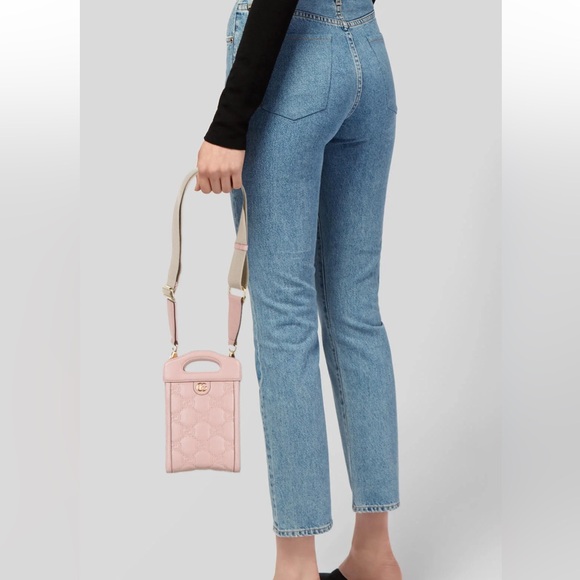 💞Out of Stock💞 Gucci Marmont Baby Pink Matelasse Top Handle & Crossbody Bag GG - Picture 4 of 10